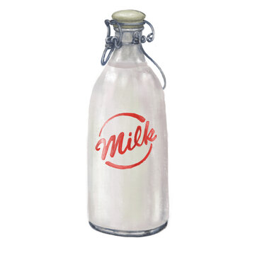 Vintage milk bottles illustration
