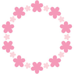シンプルな桜シルエットの丸フレームのイラスト