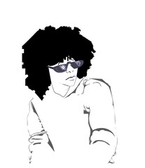 Line art, woman - female portrait. Vector drawing minimal black line color. Images of beauty young lady face. Illustration graphic design for fashion, poster