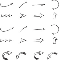 Set of arrow hand drawn