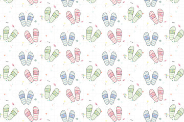 Pattern with slippers in pastel tones abstract pattern vector background for design