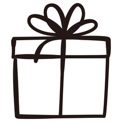 Gift box icon, Vector hand drawn illustration.