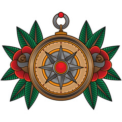 compass and flower tattoo © maroyendesign
