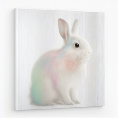 Rainbow White Rabbit, Cute Easter Bunny Portrait