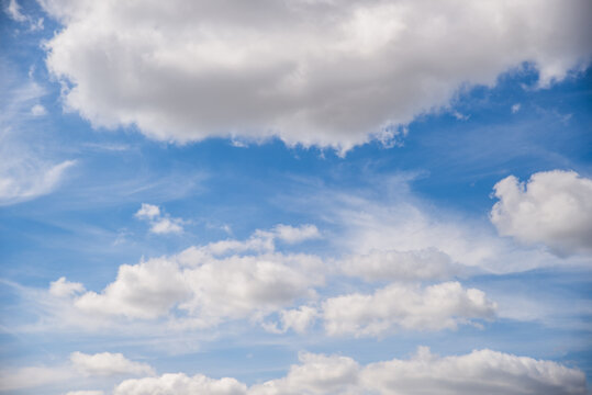 blue sky with big white clouds. Background for the sky replacement tool