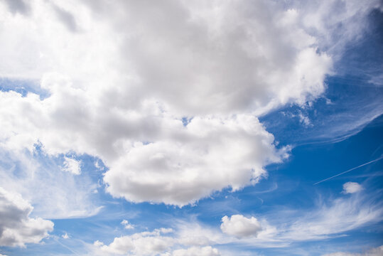 blue sky with big white clouds. Background for the sky replacement tool