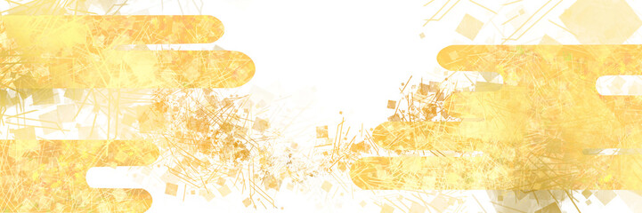 平安美術風の金銀砂子と和風雲背景のおめでたいお正月イラスト透過背景