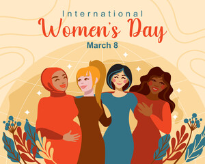International women's day, banner. Vector illustration.