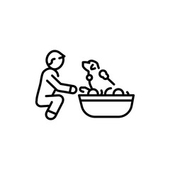 Bathing a pet color line icon. Dog training.