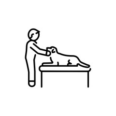 Medical examination of the pet color line icon. Dog training.