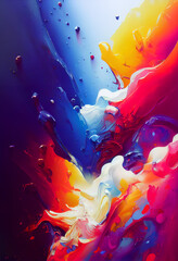 Abstract oil paint composition, vibrant colors, Generative ai.	