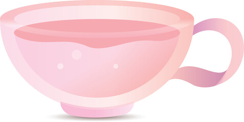 Pink Glass Gradient Tea cup Transparent