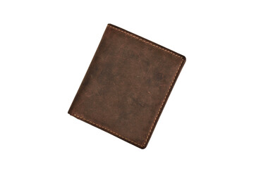 Folded leather wallet isolated on white background with clipping path