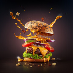 burger and hamburger - obrazy, fototapety, plakaty
