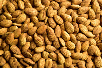 Dry almond texture background top view