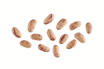 Top view of uncooked kidney beans isolated on white background