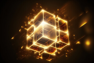 Laser Cube Background, Abstract. Generative AI