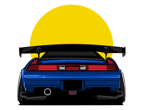 back side view car illustration design vector concept