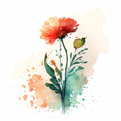 Beautiful Watercolor Painted Flower Cutout