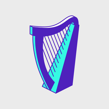 Irish Celtic harp isometric vector icon illustration