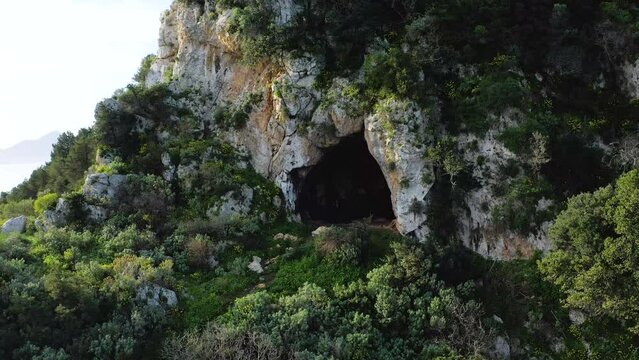 Drone view of entrance to Nestor&rsquo;s Cave