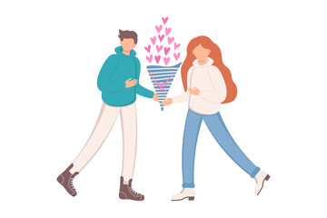 Human relations loving couple. Valentines Day Card. Vector illustration
