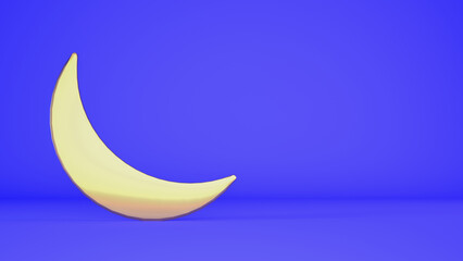 Obraz na płótnie Canvas Ramadan background with crescent moon and copy space, 3d rendering illustration.