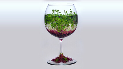 microgreens in a glass jar white background Isolated Close up Space for text