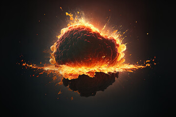 Authentically fiery explosion against a dark background. fireball explosion real picture. Generative AI - obrazy, fototapety, plakaty