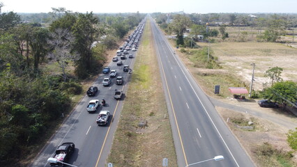 Motoway beautiful. Highway in Thailand. Thailand way. Top view highway.