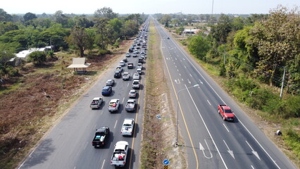 Motoway beautiful. Highway in Thailand. Thailand way. Top view highway.