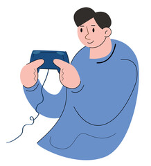 character people holding game console