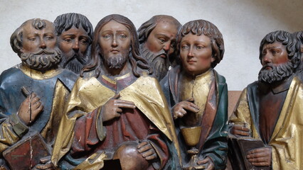 Naklejka premium Figur von Jesus als Holzschnitzerei in Kirche beim Bodensee