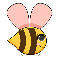 Cute Bee Waving Hand Cartoon Vector Icon Illustration. Animal Nature Icon Concept Isolated Premium Vector. Flat Cartoon Style