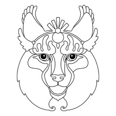 Head of lynx coloring template vector illustration