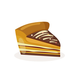 A piece of chocolate biscuit cake. Decoration for menu, posters