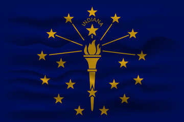 Naklejka premium Waving flag of the Indiana state. Vector illustration.