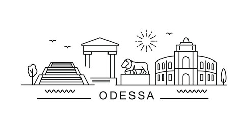 Odessa City Line View. Ukraine Poster print minimal design.