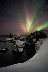 Aurora above Londrangar - Iceland - Winter