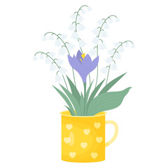 spring flowers of lilies of the valley and crocus