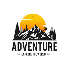 hiking adventure logo vector design
