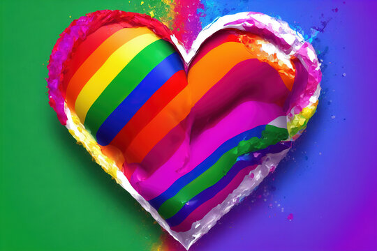 Bunte Gay Pride Flagge in Form eines Herzens