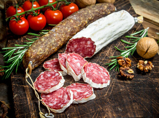 Salami with tomatoes and spices.