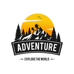 hiking adventure logo vector design