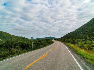 road to the mountains , image taken in Lofoten Islands, Norway, Scandinavia, North Europe