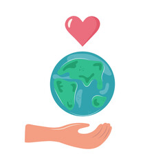 People hands with hearts for charity donation. Vector illustration