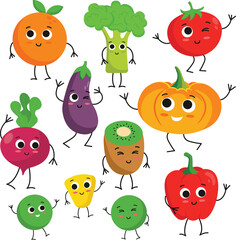 cute vegetables set icon