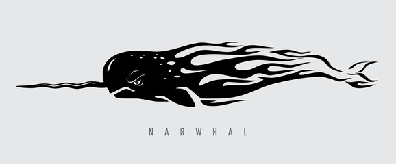 Narwhale Top Speed, Abstract Flame Body of Fast Swimming Fish