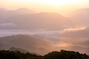Mountian range landscape look from view point of Pui Ko Mountain