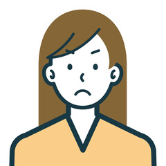 仏頂面の私服女性のバストショット2